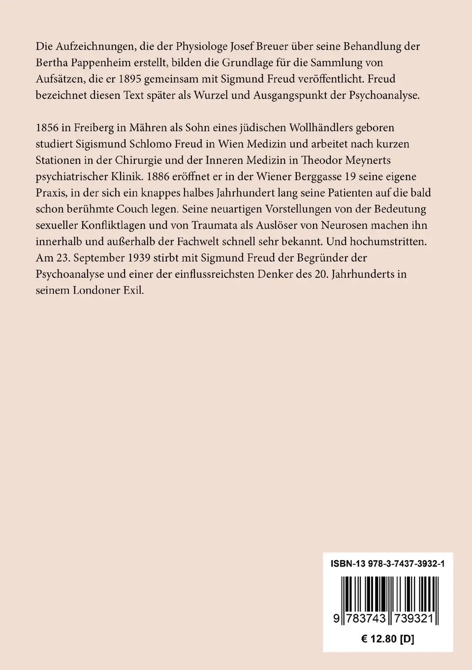 Rückseite: 9783743739321 | Studien über Hysterie | Sigmund Freud (u. a.) | Taschenbuch | 292 S.