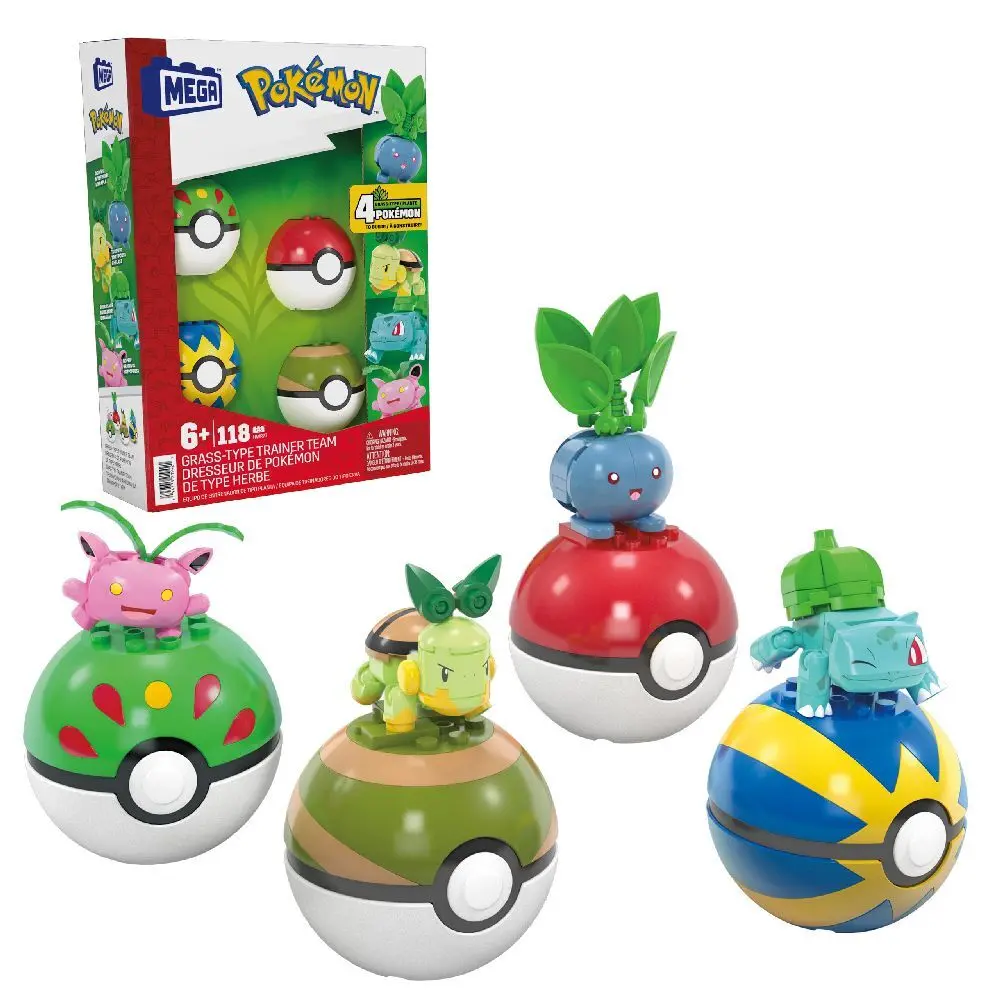 Cover: 194735219421 | MEGA Pokémon 4 Pflanzen-Typ Pokémon Sets | Offene Verpackung | HWR77