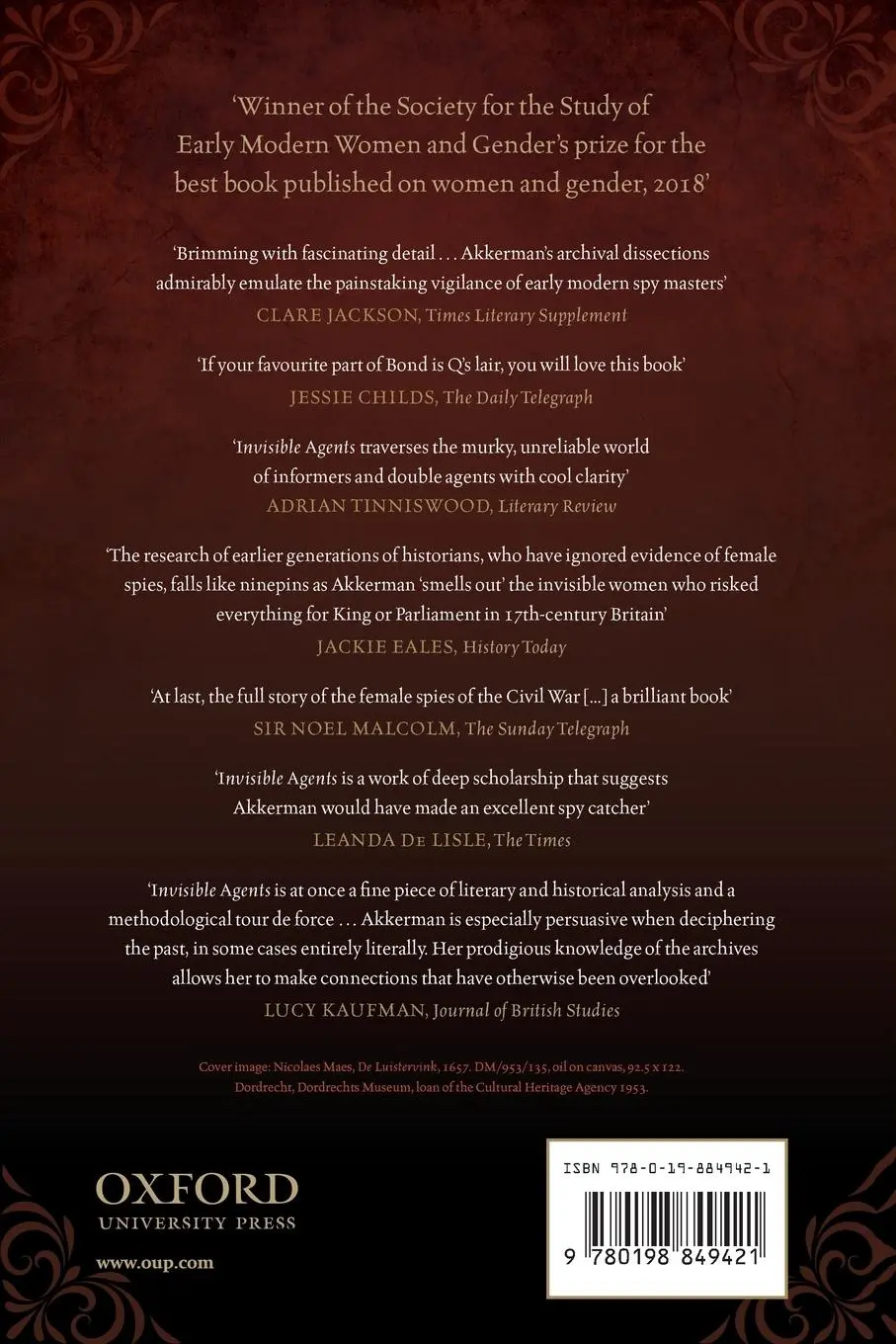 Rückseite: 9780198849421 | Invisible Agents | Women and Espionage in Seventeenth-Century Britain