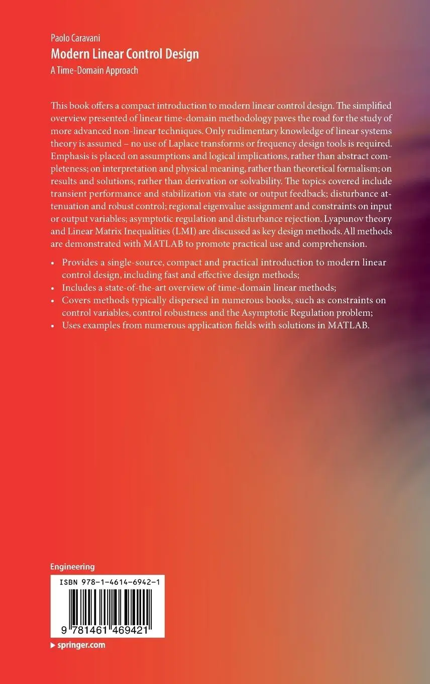 Rückseite: 9781461469421 | Modern Linear Control Design | A Time-Domain Approach | Paolo Caravani