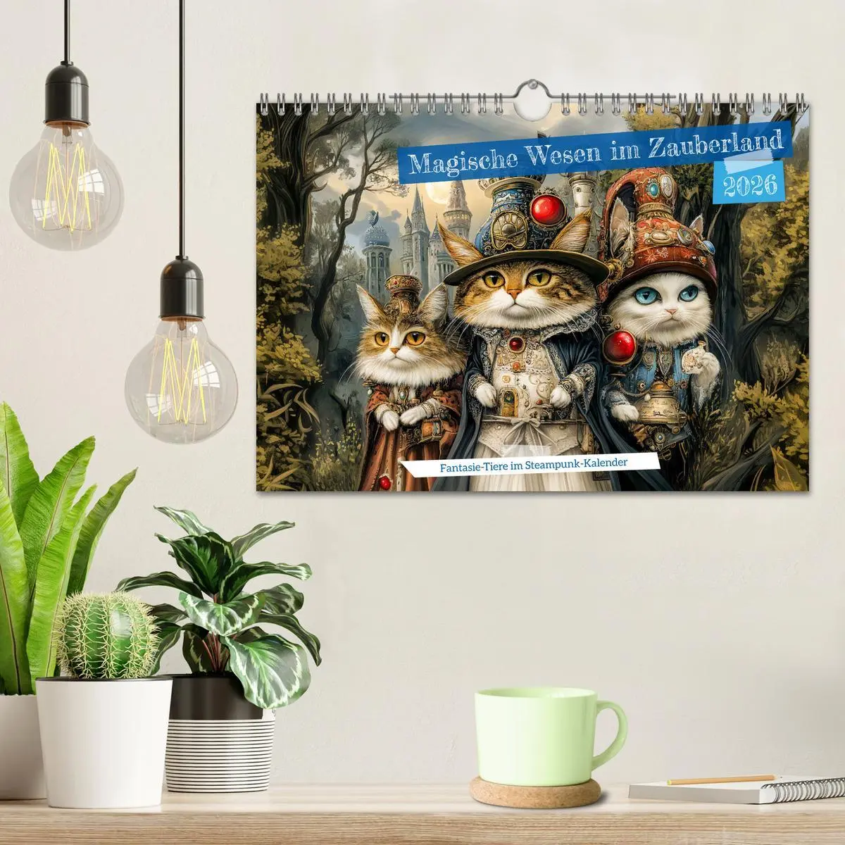 Bild: 9783457309421 | Magische Wesen im Zauberland - Fantasie-Tiere im Steampunk-Kalender...