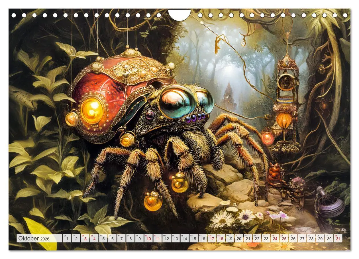 Bild: 9783457309421 | Magische Wesen im Zauberland - Fantasie-Tiere im Steampunk-Kalender...