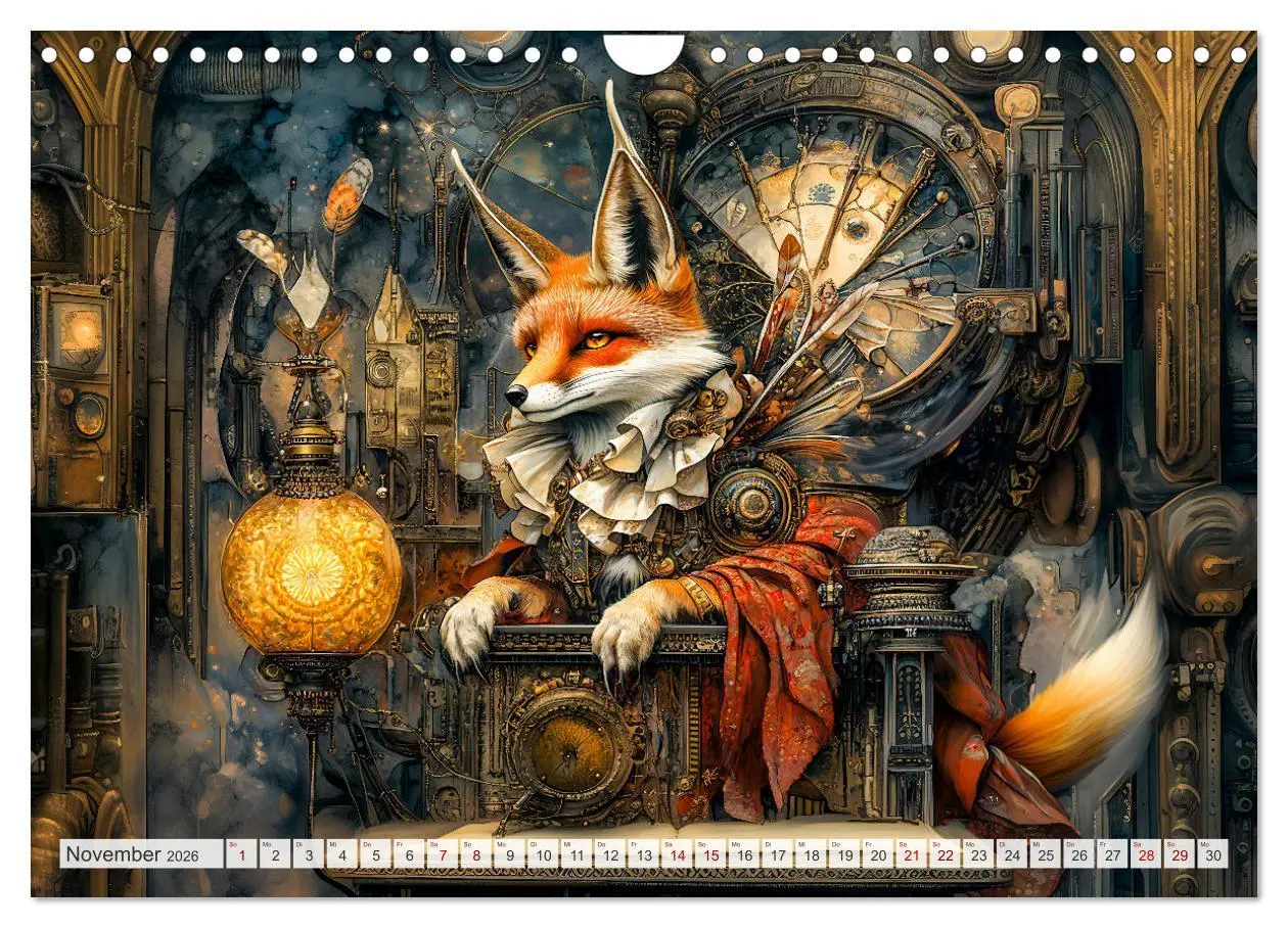 Bild: 9783457309421 | Magische Wesen im Zauberland - Fantasie-Tiere im Steampunk-Kalender...