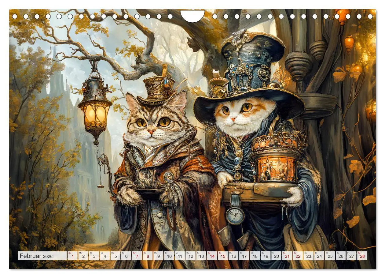 Bild: 9783457309421 | Magische Wesen im Zauberland - Fantasie-Tiere im Steampunk-Kalender...