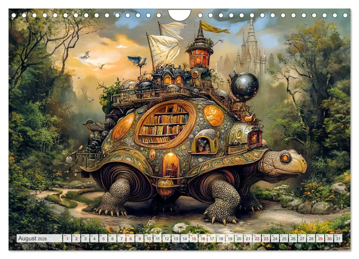 Bild: 9783457309421 | Magische Wesen im Zauberland - Fantasie-Tiere im Steampunk-Kalender...
