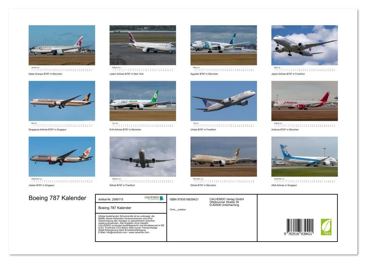 Bild: 9783516639421 | Boeing 787 Kalender (Wandkalender 2026 DIN A3 quer), CALVENDO...