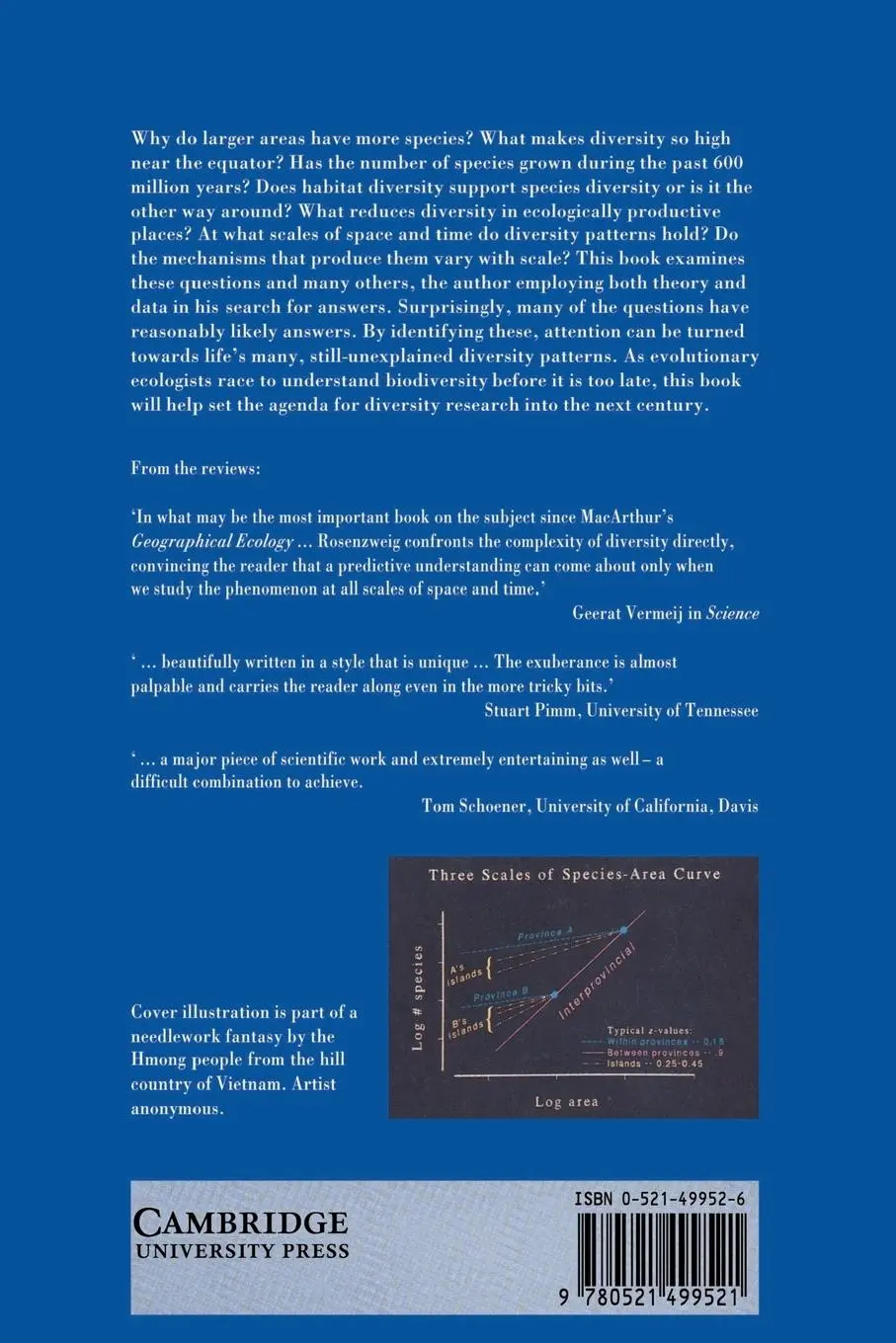 Rückseite: 9780521499521 | Species Diversity in Space and Time | Michael L. Rosenzweig (u. a.)