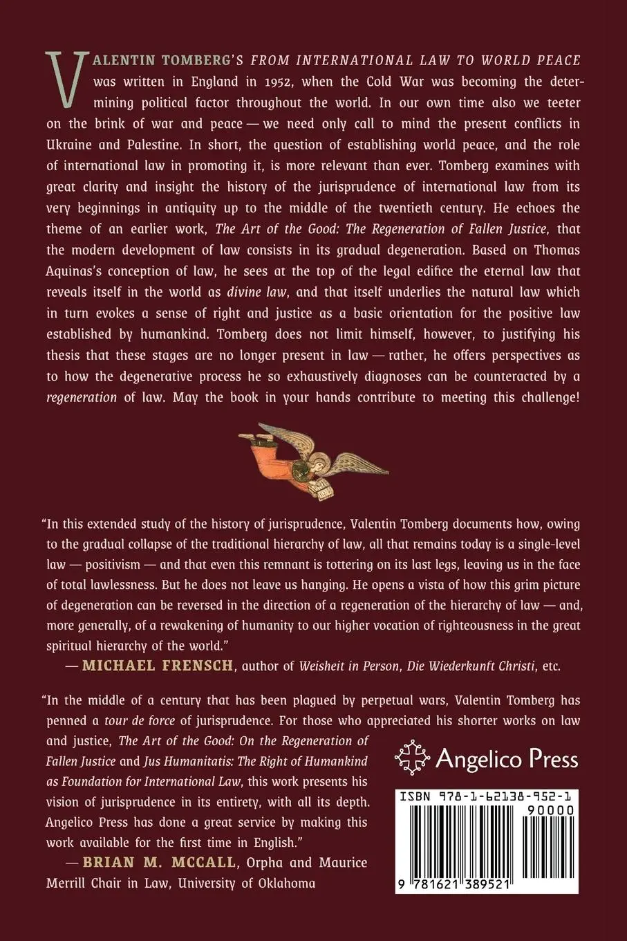 Rückseite: 9781621389521 | From International Law to World Peace | Valentin Tomberg | Taschenbuch