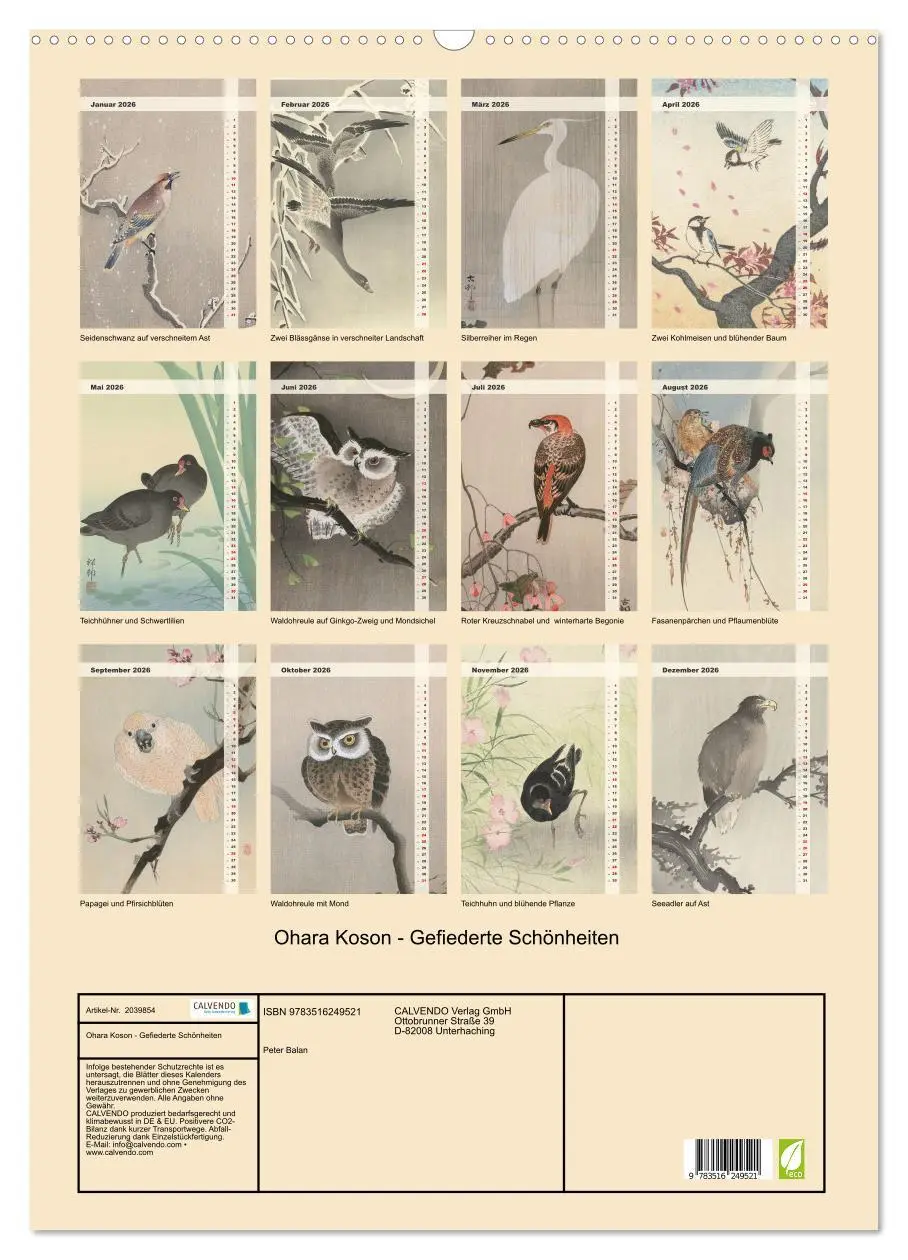 Bild: 9783516249521 | Ohara Koson - Gefiederte Schönheiten (Wandkalender 2026 DIN A2...
