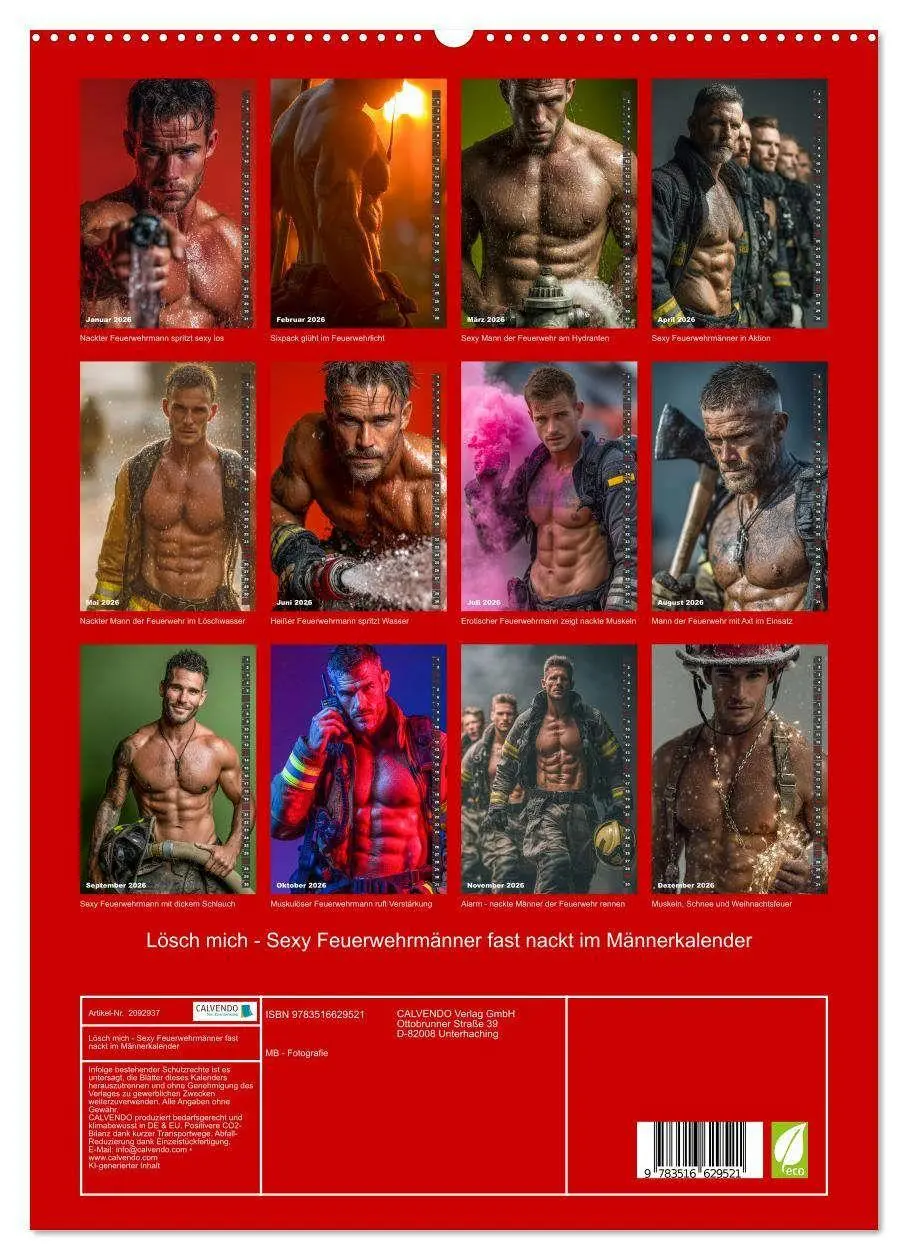 Bild: 9783516629521 | Lösch mich - Sexy Feuerwehrmänner fast nackt im Männerkalender...