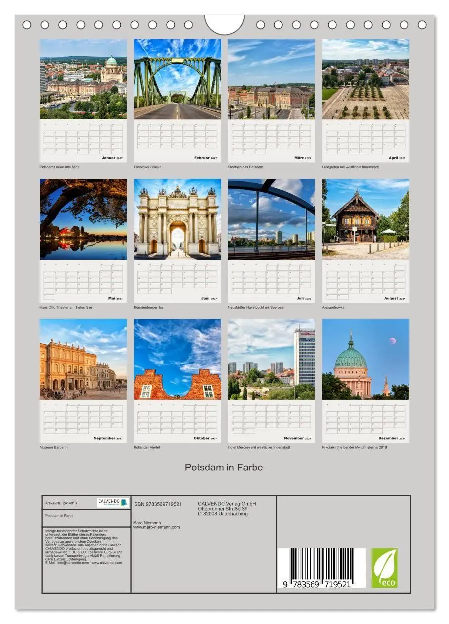 Bild: 9783569719521 | Potsdam in Farbe (Wandkalender 2027 DIN A4 hoch), CALVENDO...