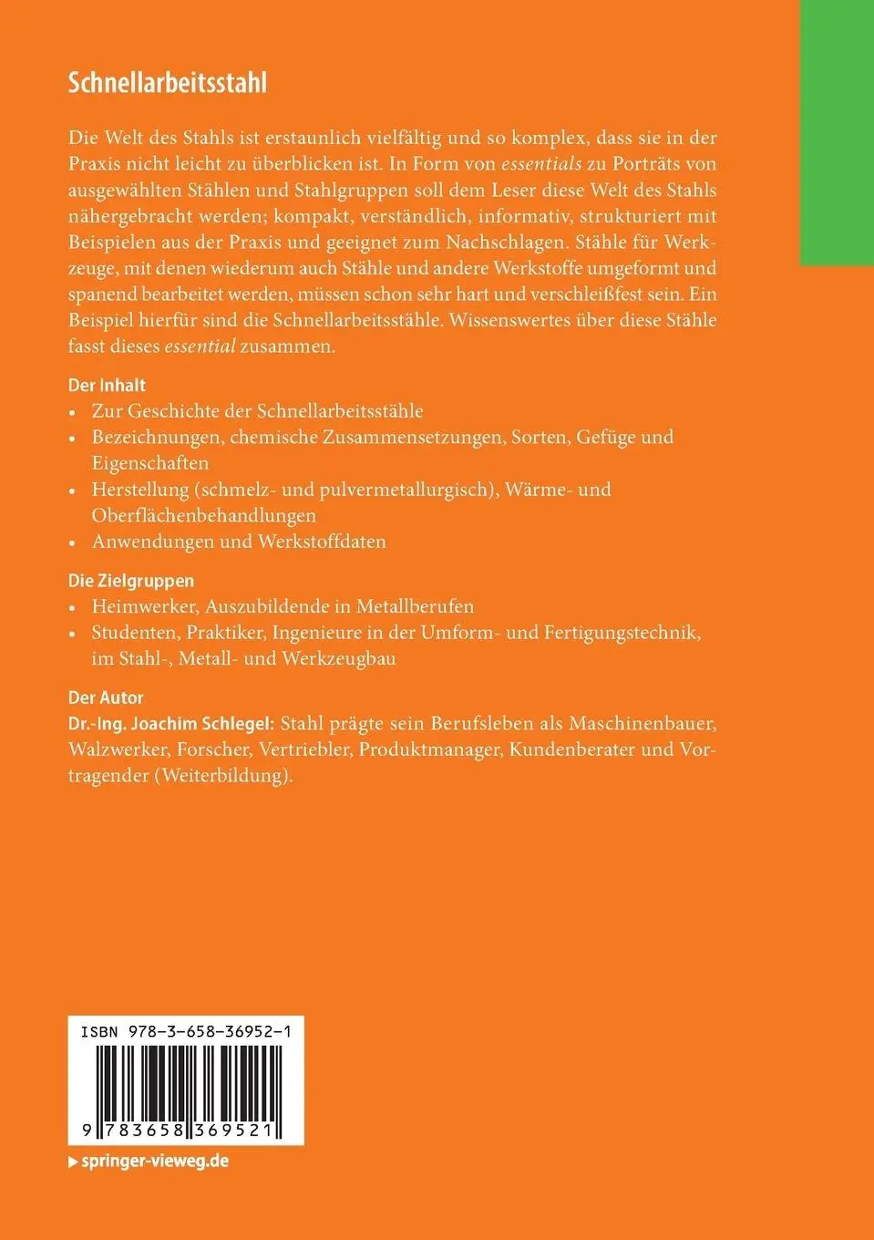 Rückseite: 9783658369521 | Schnellarbeitsstahl | Ein Stahlporträt | Joachim Schlegel | Buch | ix