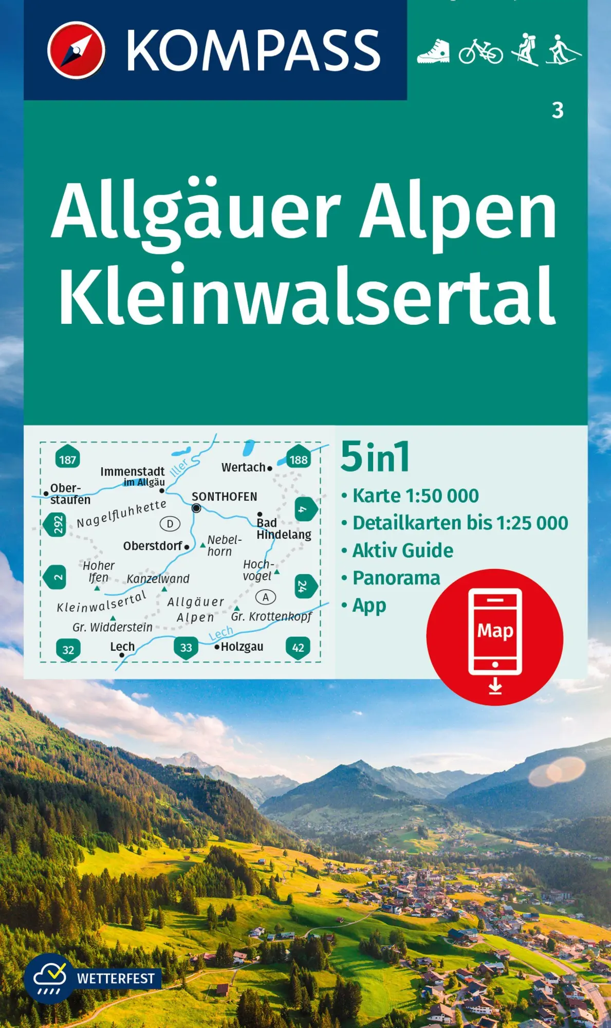 Cover: 9783991219521 | KOMPASS Wanderkarte 3 Allgäuer Alpen, Kleinwalsertal 1:50.000 | 2023