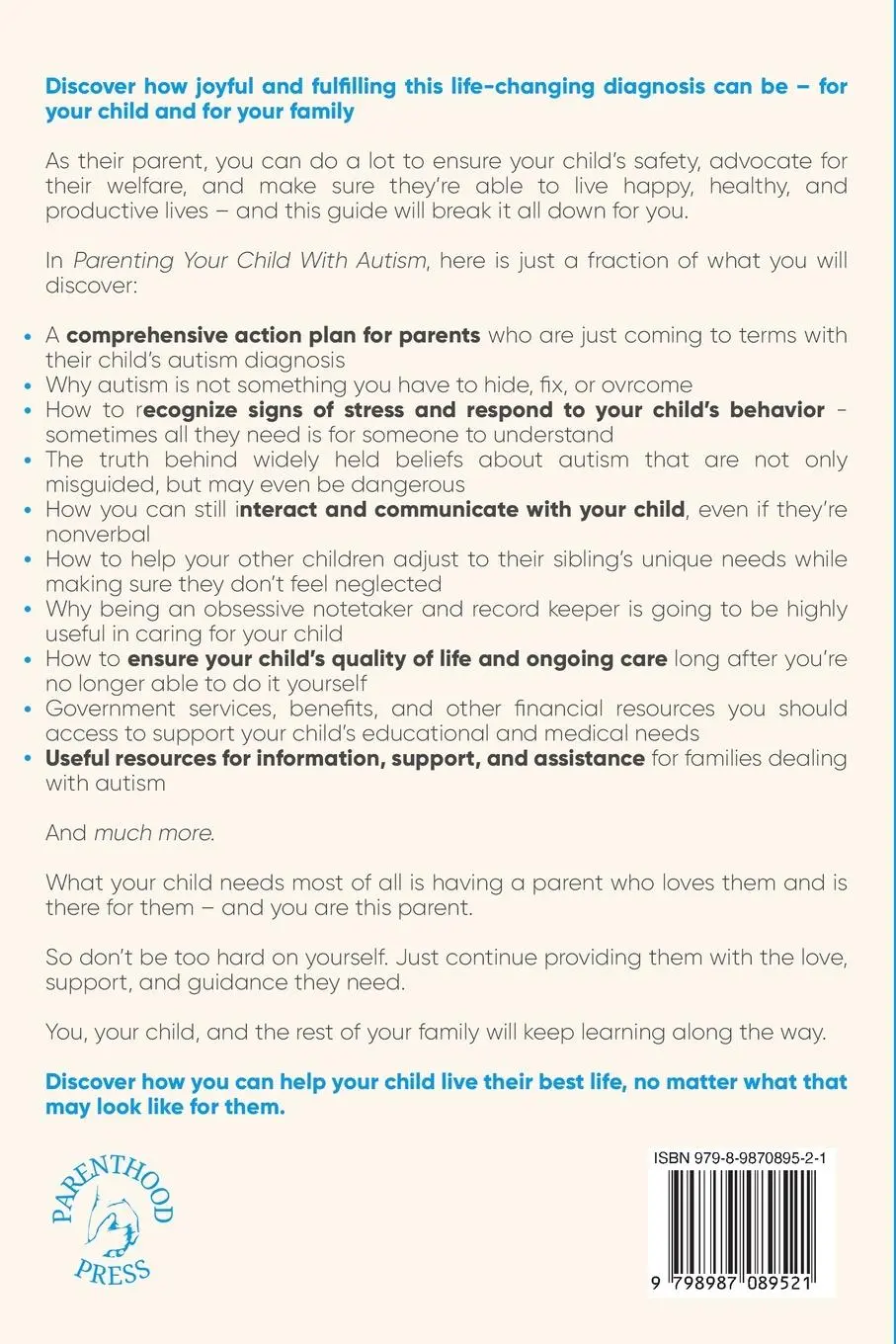 Rückseite: 9798987089521 | PARENTING YOUR CHILD WITH AUTISM | Lucy Talbott | Taschenbuch | 2022