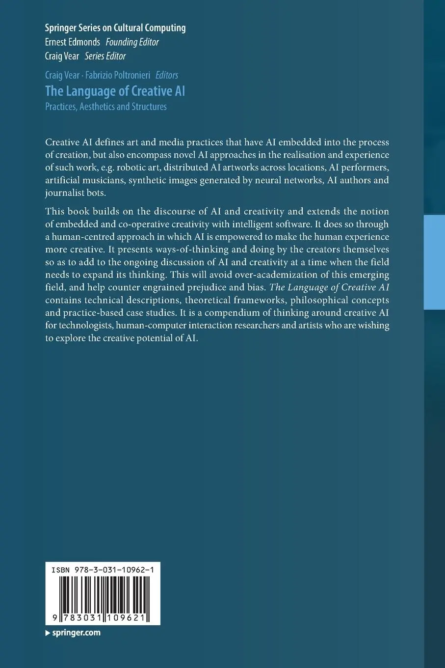 Rückseite: 9783031109621 | The Language of Creative AI | Practices, Aesthetics and Structures