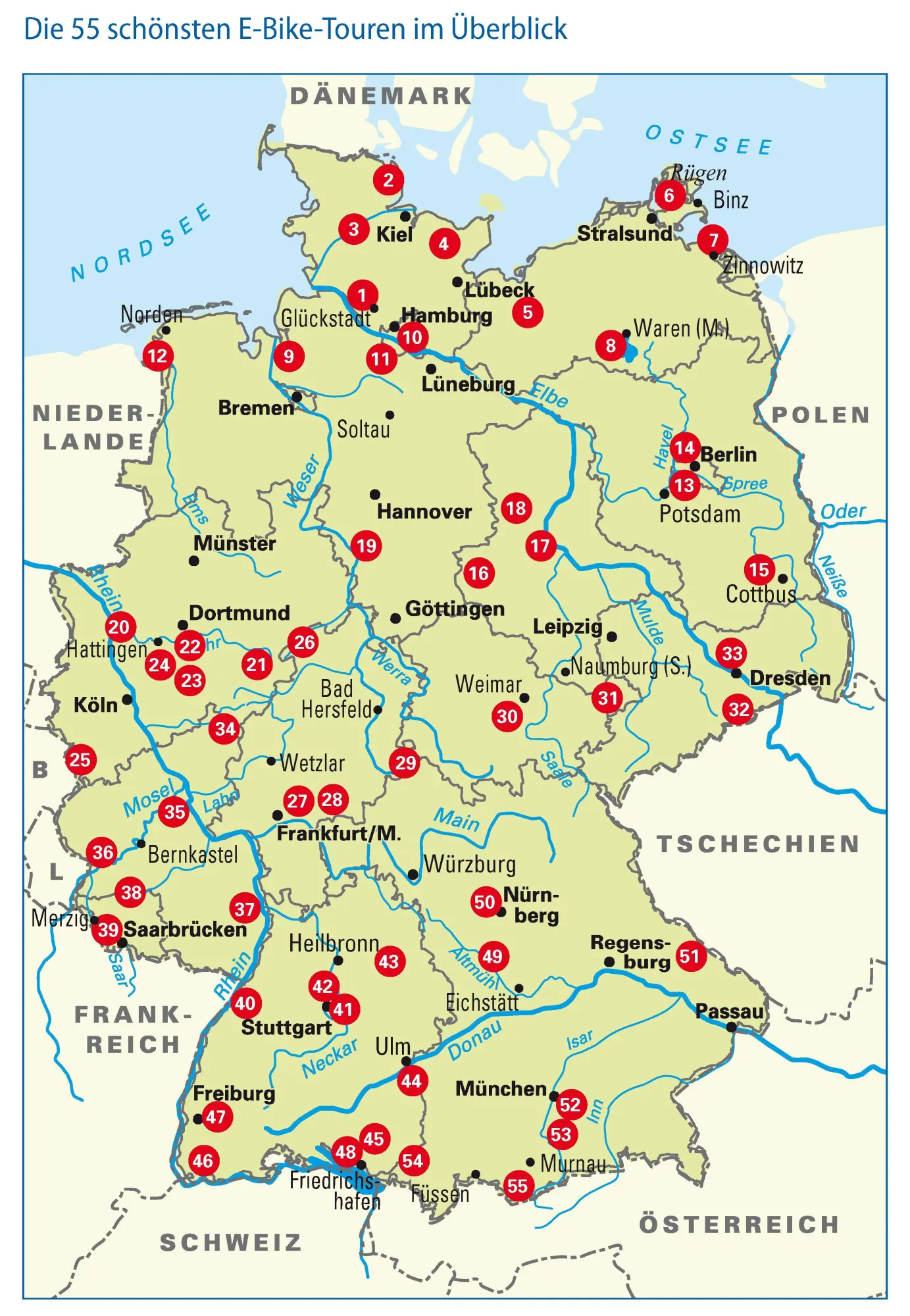 Bild: 9783870739621 | Die 55 schönsten E-Bike Touren in Deutschland | Oliver Kockskämper