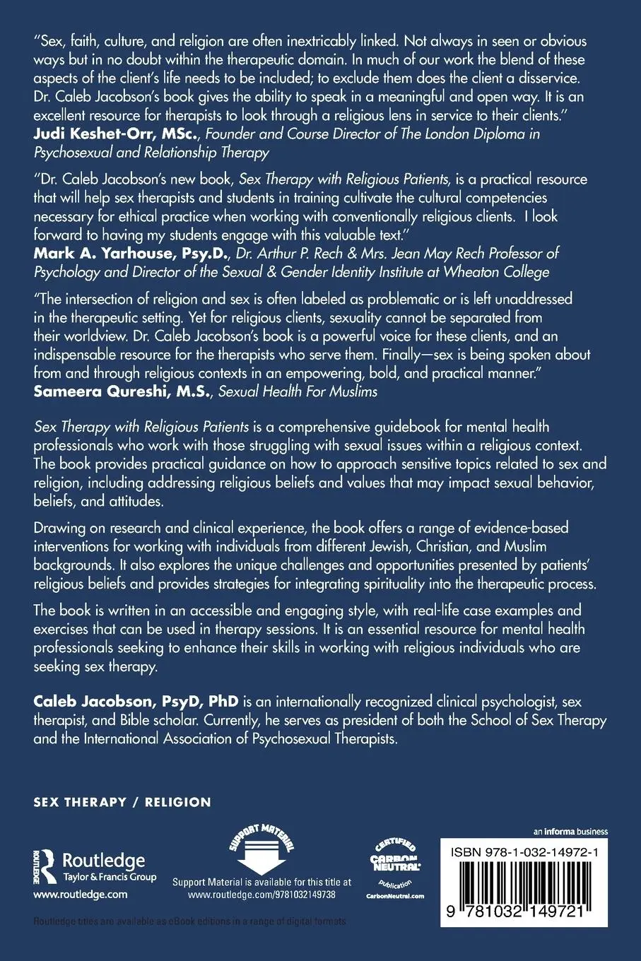 Rückseite: 9781032149721 | Sex Therapy with Religious Patients | Caleb Jacobson | Taschenbuch