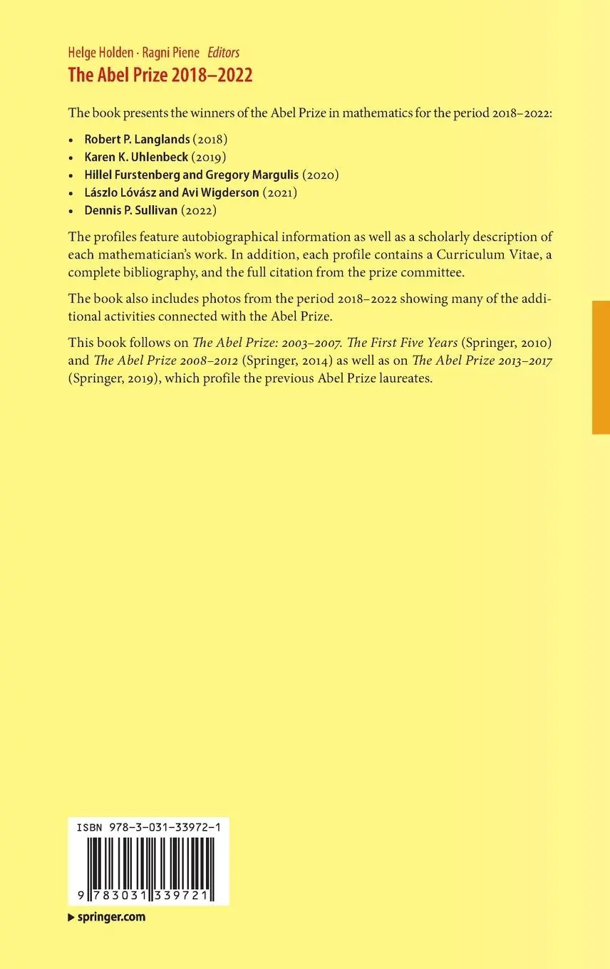 Rückseite: 9783031339721 | The Abel Prize 2018-2022 | Ragni Piene (u. a.) | Buch | xi | Englisch