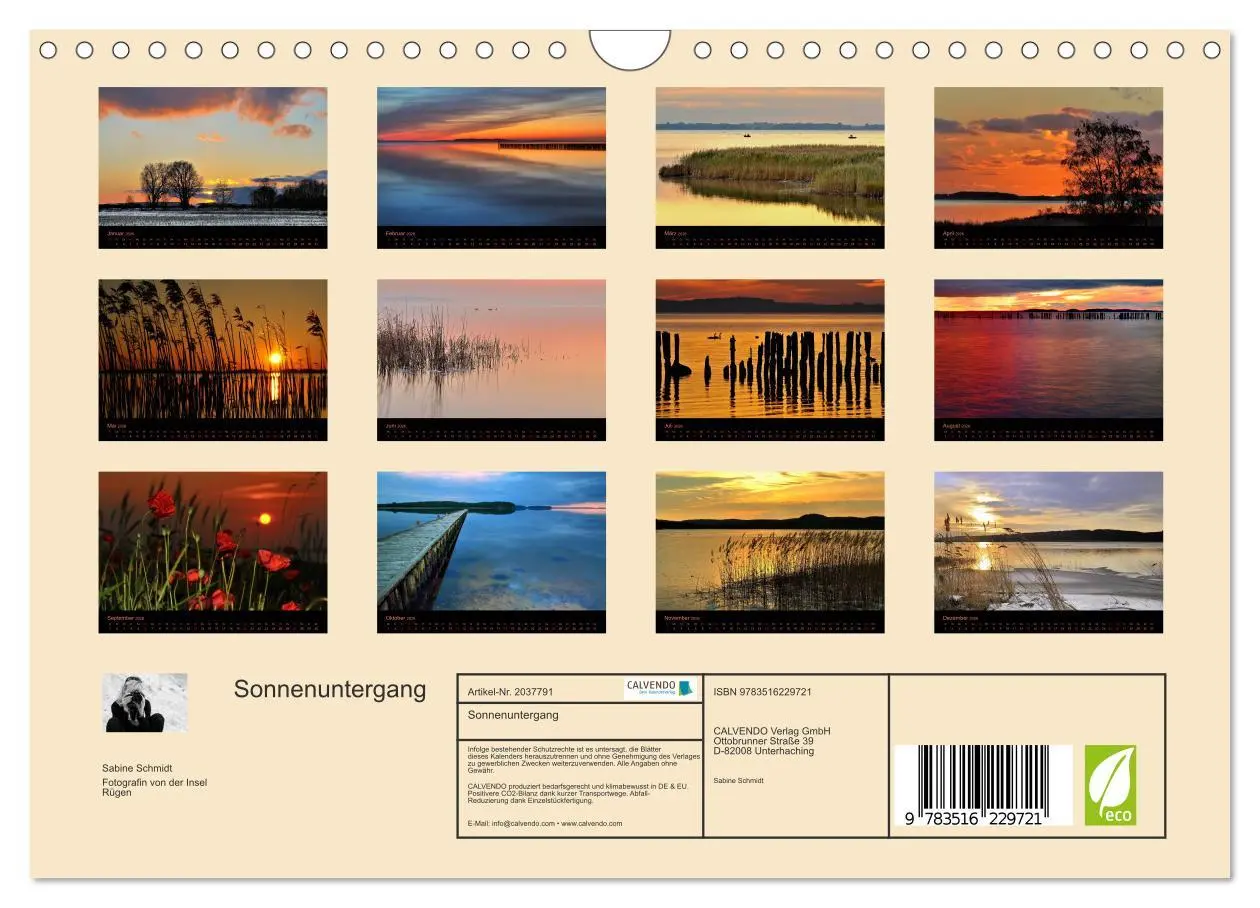 Bild: 9783516229721 | Sonnenuntergang (Wandkalender 2026 DIN A4 quer), CALVENDO...