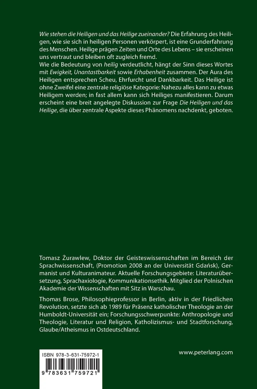 Rückseite: 9783631759721 | Die Heiligen und das Heilige | Tomasz Zurawlew (u. a.) | Buch | 2019