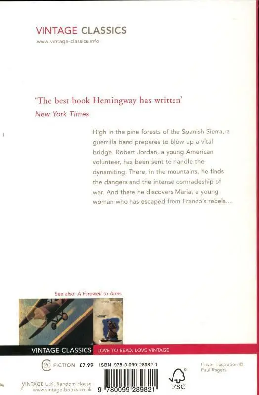 Rückseite: 9780099289821 | For Whom the Bell Tolls | Ernest Hemingway | Taschenbuch | 496 S.