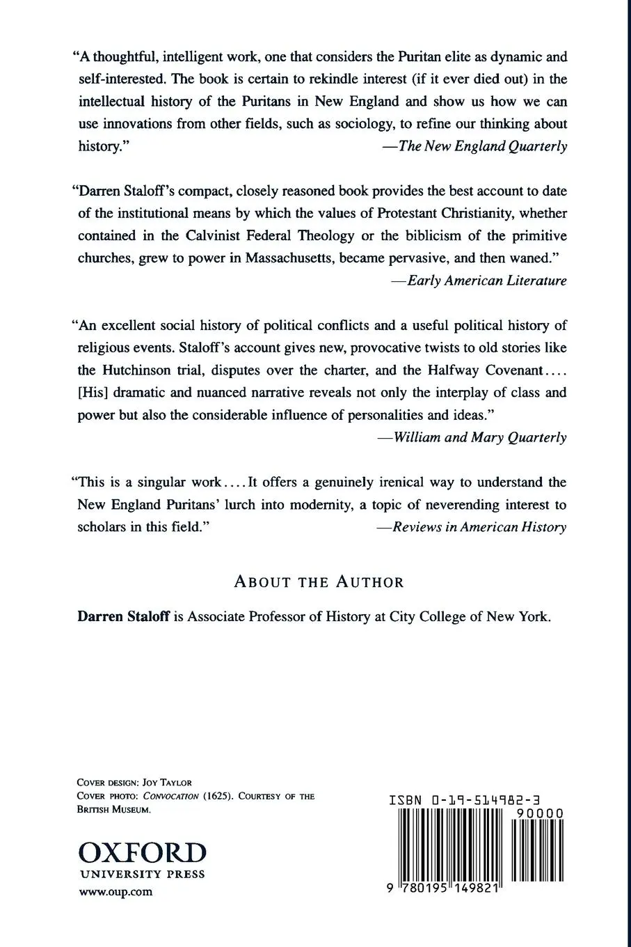Rückseite: 9780195149821 | The Making of an American Thinking Class | Darren Staloff | Buch