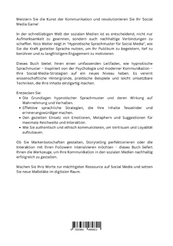 Rückseite: 9783384489821 | Hypnotische Sprachmuster für Social Media | Nico Weller | Taschenbuch