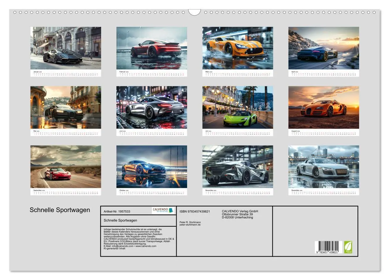 Bild: 9783457439821 | Schnelle Sportwagen (Wandkalender 2026 DIN A2 quer), CALVENDO...