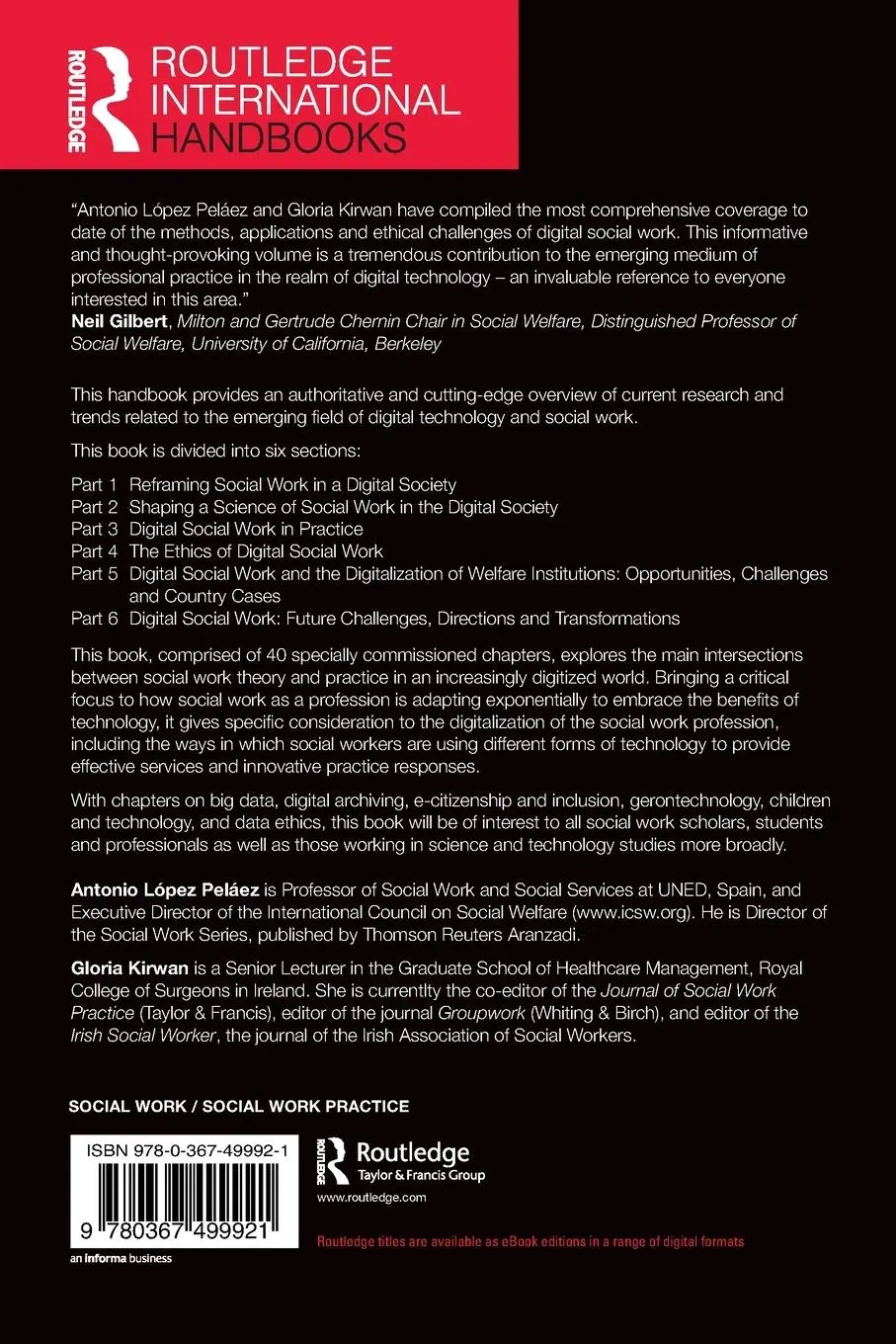 Rückseite: 9780367499921 | The Routledge International Handbook of Digital Social Work | Buch