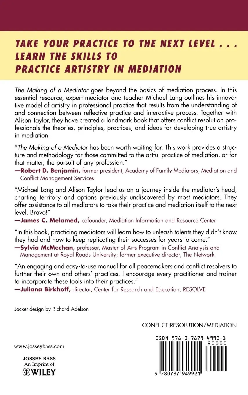 Rückseite: 9780787949921 | The Making of a Mediator | Developing Artistry in Practice | Buch