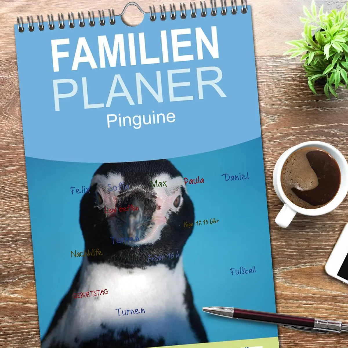 Bild: 9783516519921 | Familienplaner 2026 - Pinguine 2026 mit 5 Spalten (Wandkalender, 21...