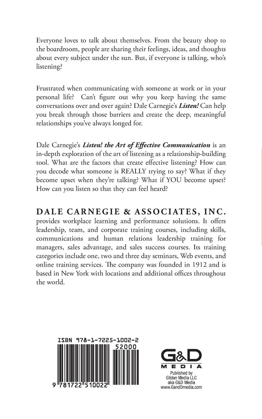 Rückseite: 9781722510022 | Listen! | Dale Carnegie &amp; Associates | Taschenbuch | Englisch | 2019