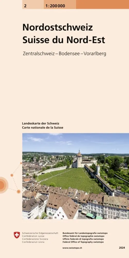 Cover: 9783302000022 | 2 Landeskarte 1:200 000 | Nordostschweiz - Suisse du Nord-Est | 2024