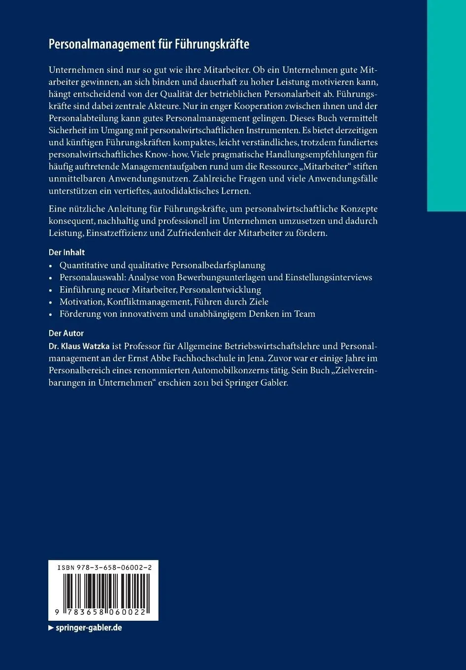 Rückseite: 9783658060022 | Personalmanagement für Führungskräfte | Elf zentrale Handlungsfelder