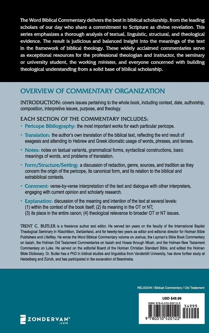 Rückseite: 9780310520122 | Joshua 13-24, Volume 7B | Second Edition | Trent C. Butler | Buch
