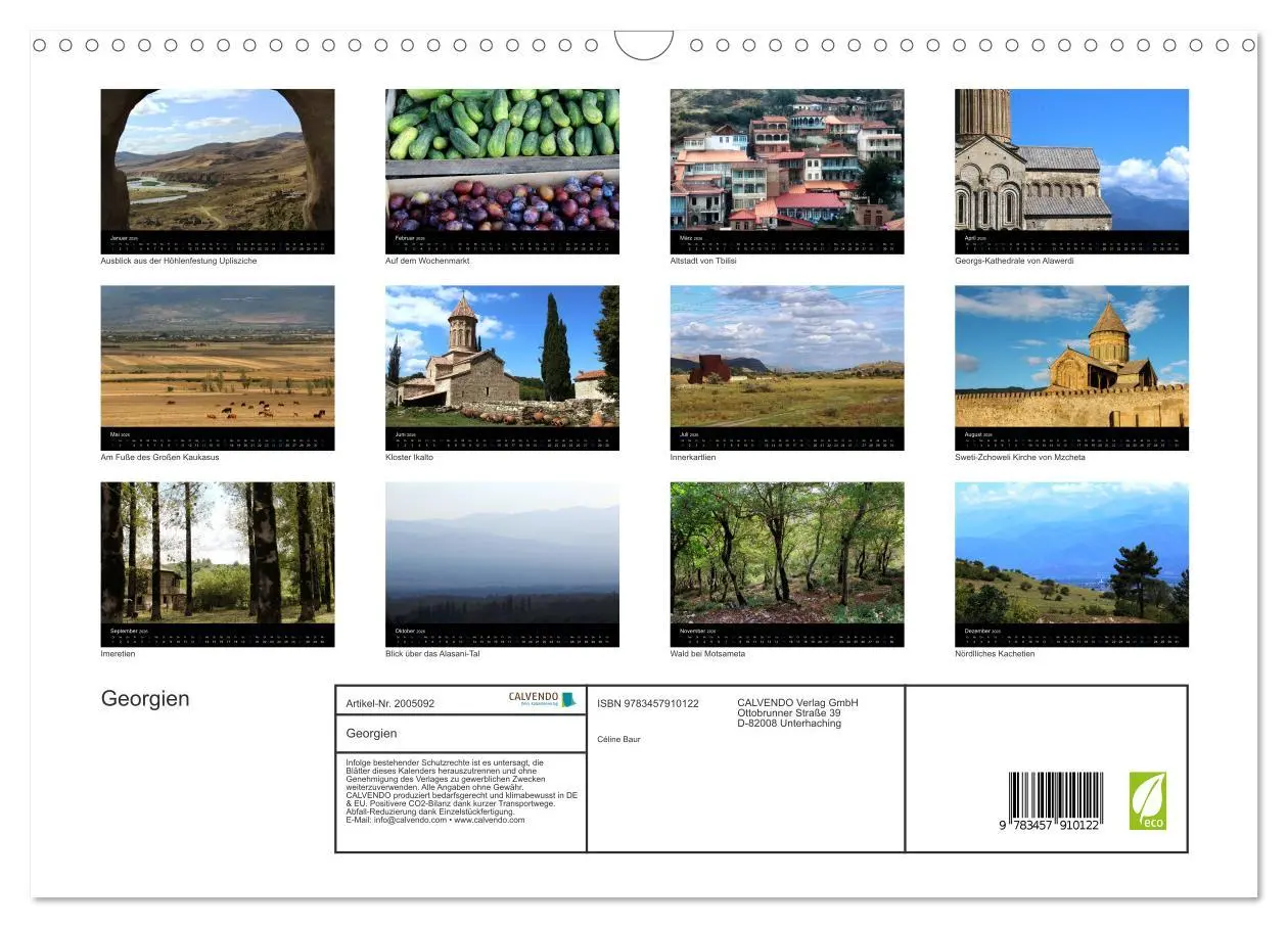 Bild: 9783457910122 | Georgien (Wandkalender 2026 DIN A3 quer), CALVENDO Monatskalender