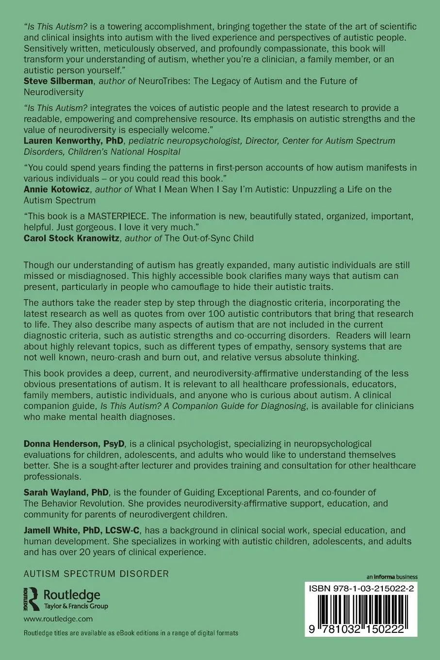 Rückseite: 9781032150222 | Is This Autism? | A Guide for Clinicians and Everyone Else | Buch
