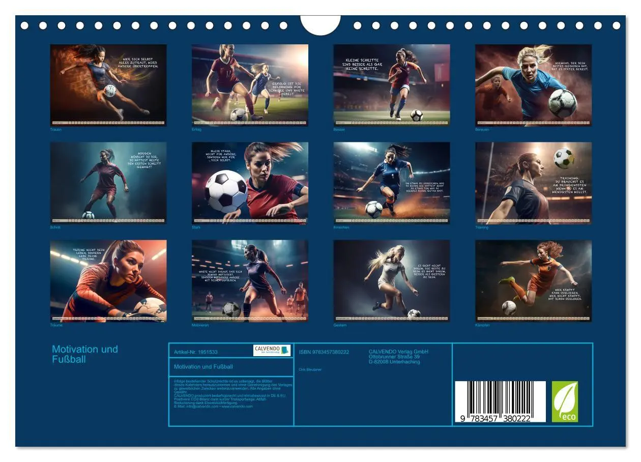 Bild: 9783457380222 | Motivation und Fußball (Wandkalender 2026 DIN A4 quer), CALVENDO...