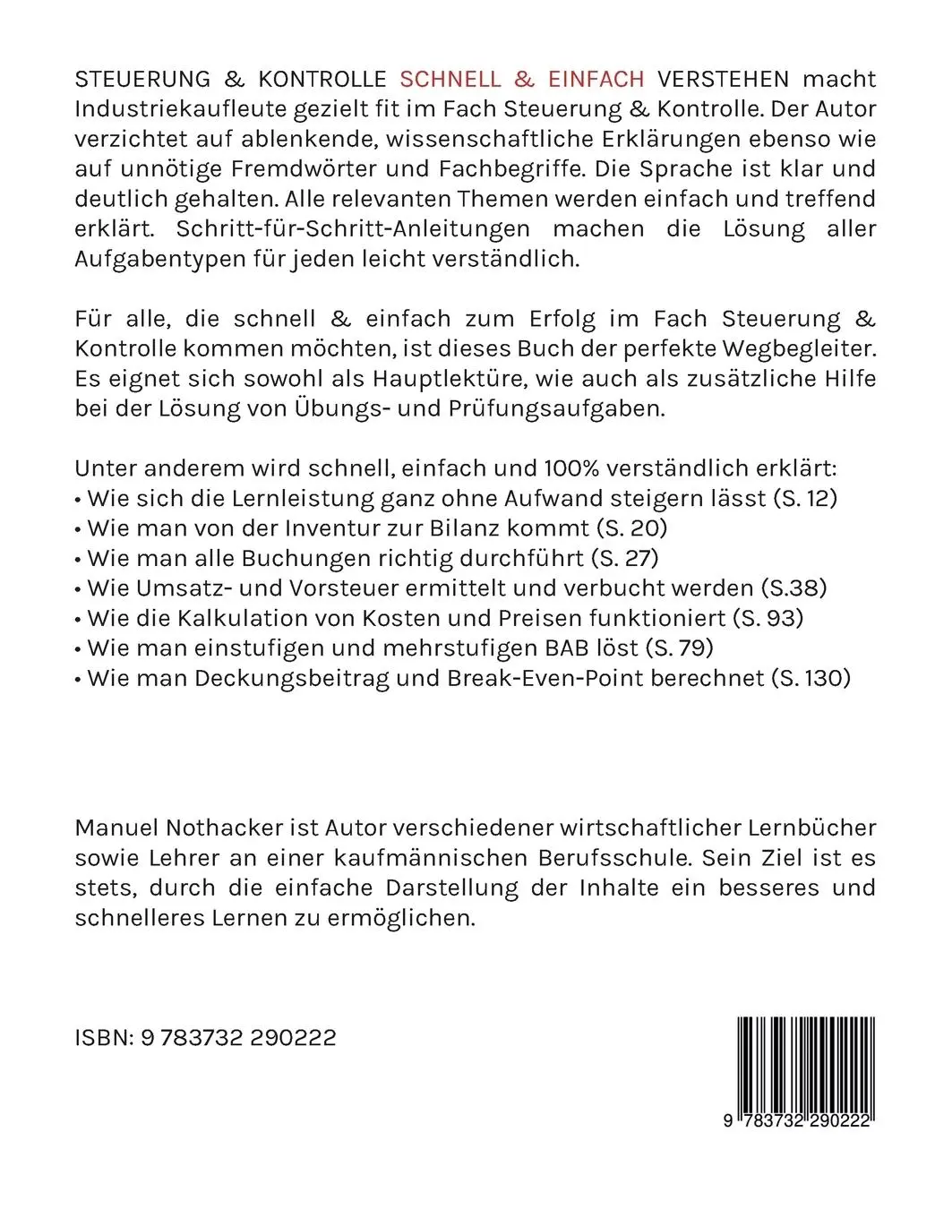 Rückseite: 9783732290222 | Steuerung und Kontrolle schnell &amp; einfach verstehen -...