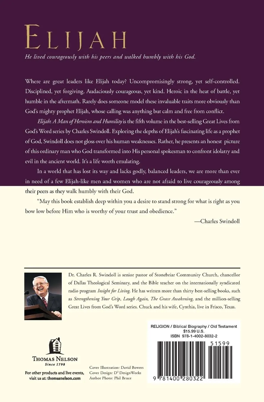 Rückseite: 9781400280322 | Elijah | A Man of Heroism and Humility 5 | Charles R Swindoll | Buch