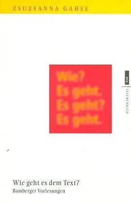 Cover: 9783434500322 | Wie geht es dem Text? | Bamberger Vorlesungen | Zsuzsanna Gahse | Buch