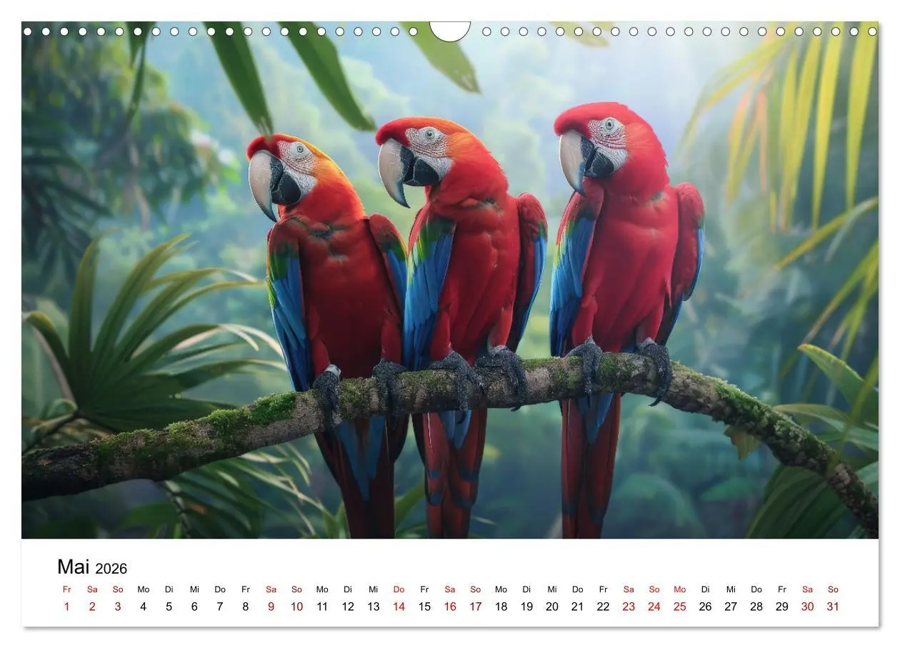Bild: 9783457440322 | Papageien - Farbenfrohe Paradiesvögel (Wandkalender 2026 DIN A3...