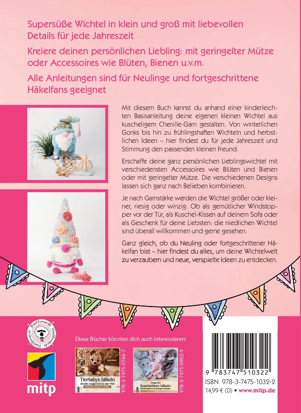 Rückseite: 9783747510322 | Wichtel häkeln aus Chenille | Woolhouse | Buch | mitp Kreativ | 64 S.