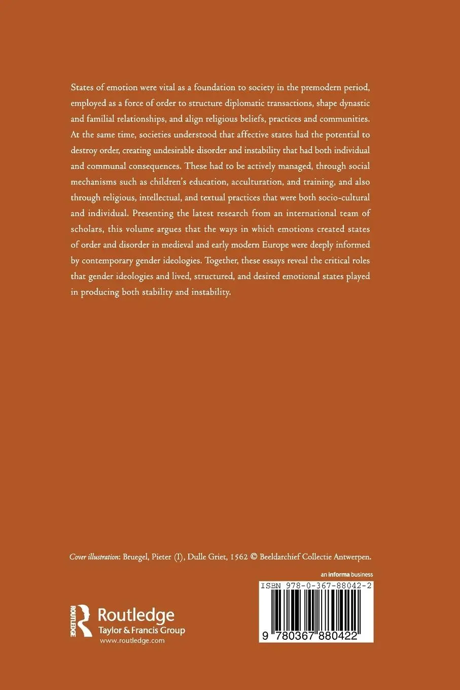 Rückseite: 9780367880422 | Gender and Emotions in Medieval and Early Modern Europe | Broomhall