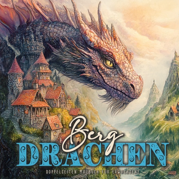 Cover: 9783759860422 | Berg-Drachen Malbuch für Erwachsene Doppelseitig | Publishing (u. a.)