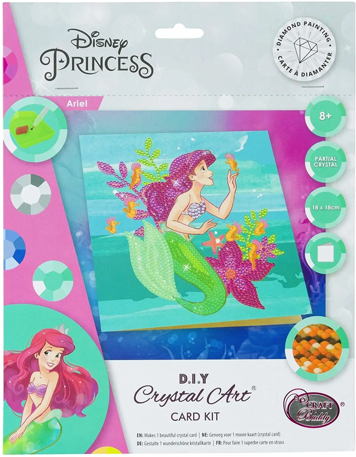 Cover: 5055865490522 | Craft Buddy CCK-DNY803 - Crystal Art, Ariel die Meerjungfrau, 18x18cm