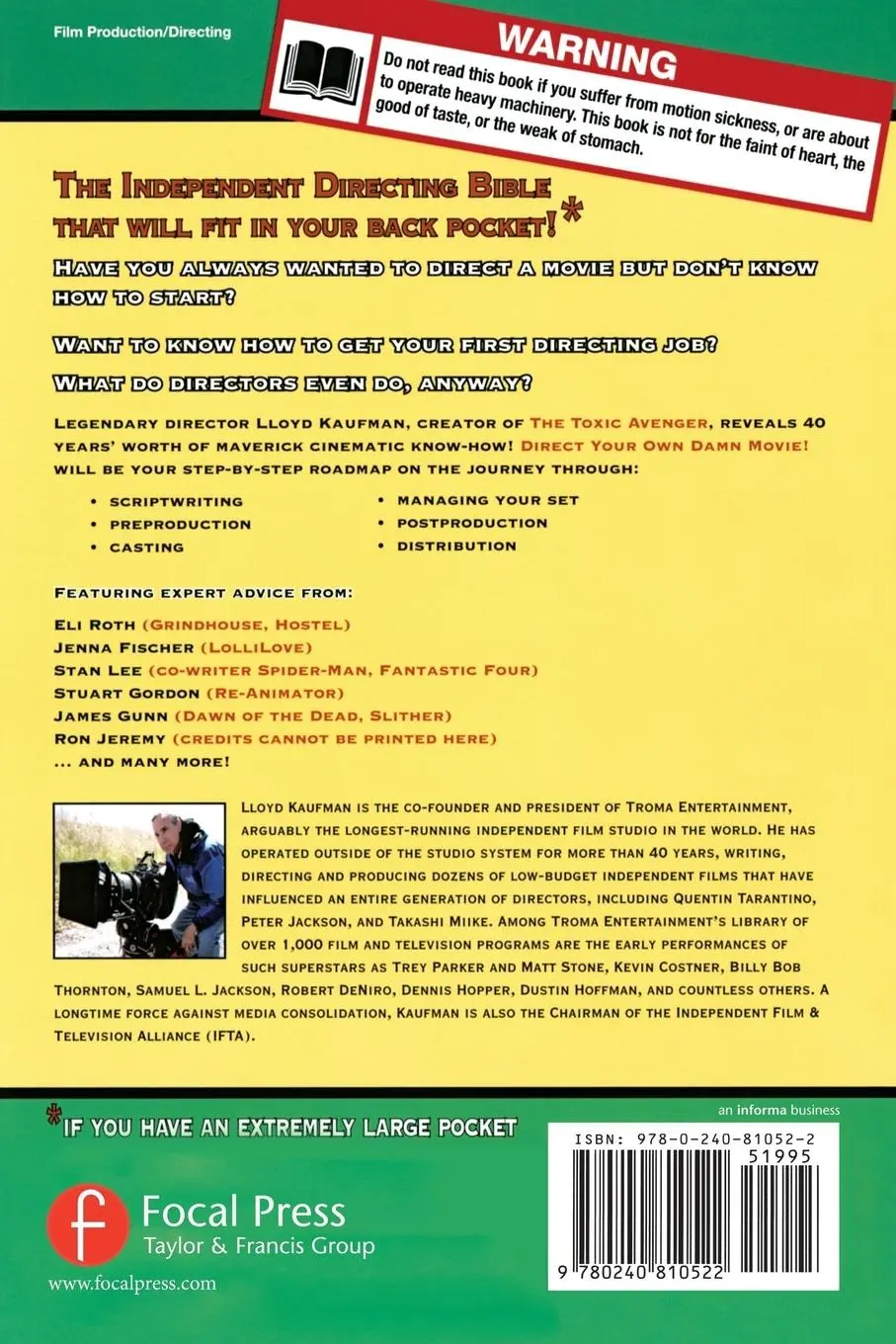 Rückseite: 9780240810522 | Direct Your Own Damn Movie! | Lloyd Kaufman | Taschenbuch | Englisch