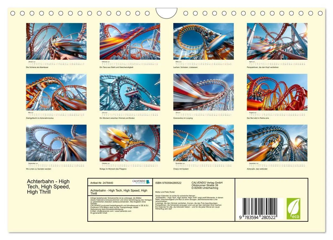Bild: 9783594280522 | Achterbahn - High Tech, High Speed, High Thrill (Wandkalender 2027...