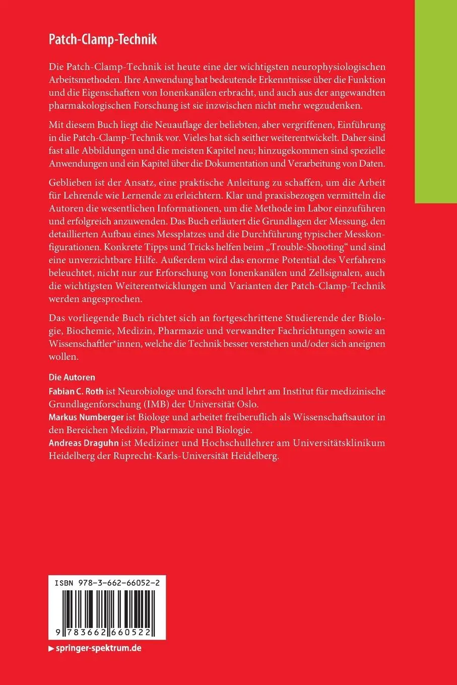 Rückseite: 9783662660522 | Patch-Clamp-Technik | Fabian C. Roth (u. a.) | Taschenbuch | xvi