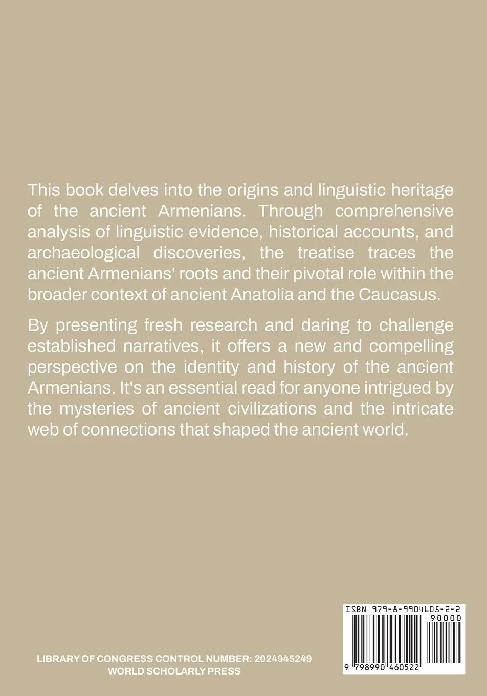 Rückseite: 9798990460522 | Ancient Armenians - Their Origin and Language. | A. Sanducci | Buch